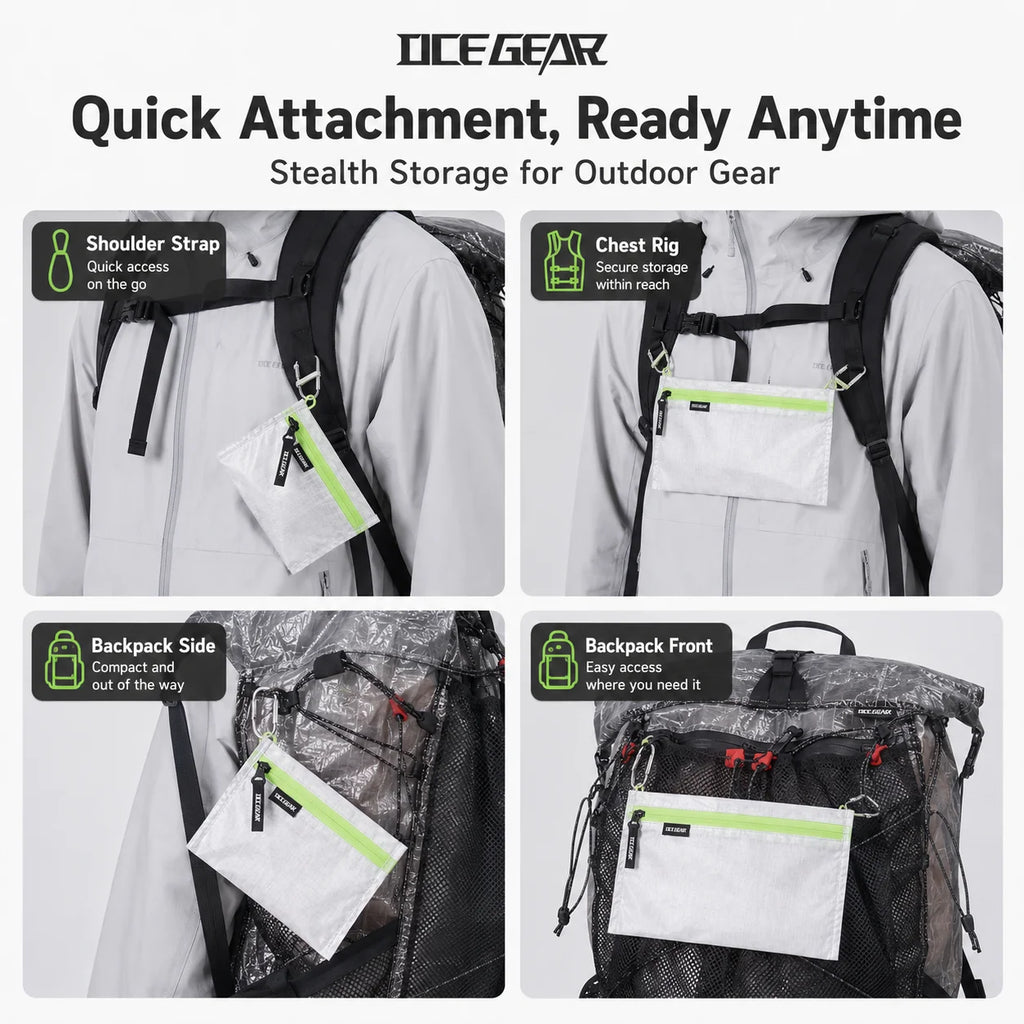 Ultralight Dyneema Crossbody Pouch Waterproof EDC Zipper Wallet Bag Outdoor Hiking Camping Mini Chest Bag Travel Organizer
