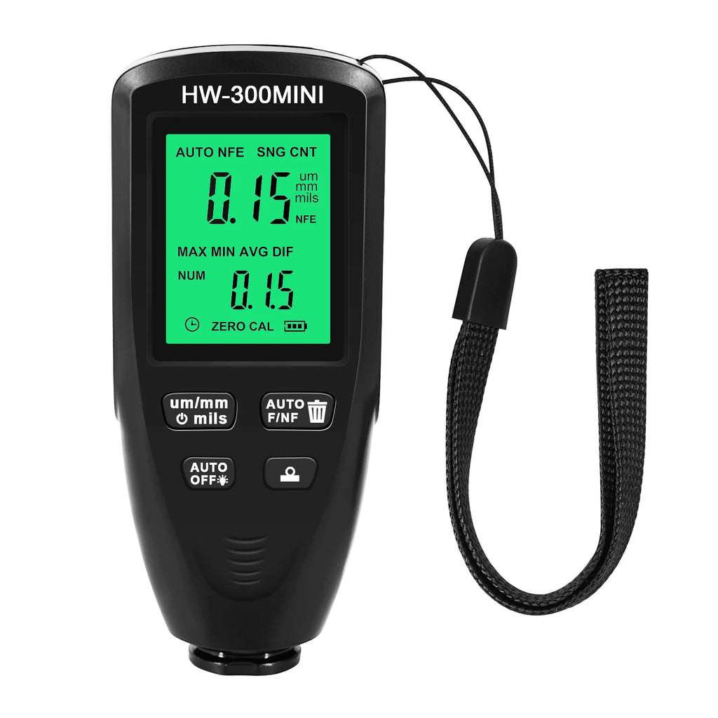Car Paint Coating Thickness Gauge Electroplate Metal Coating Thickness Tester HW-300 0-2000UM Fe and NFe Film Automatical Tester