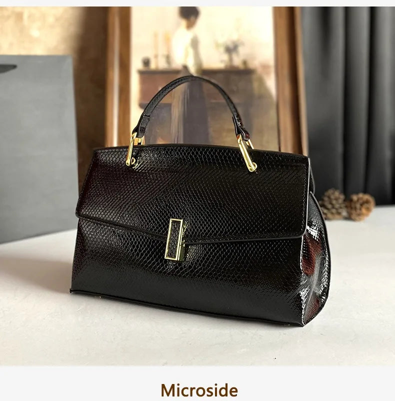 2026 Popular Crossbody Bag Versatile, Glossy Temperament, Snake Pattern Handbag, Shoulder Bag, Casual and Versatile