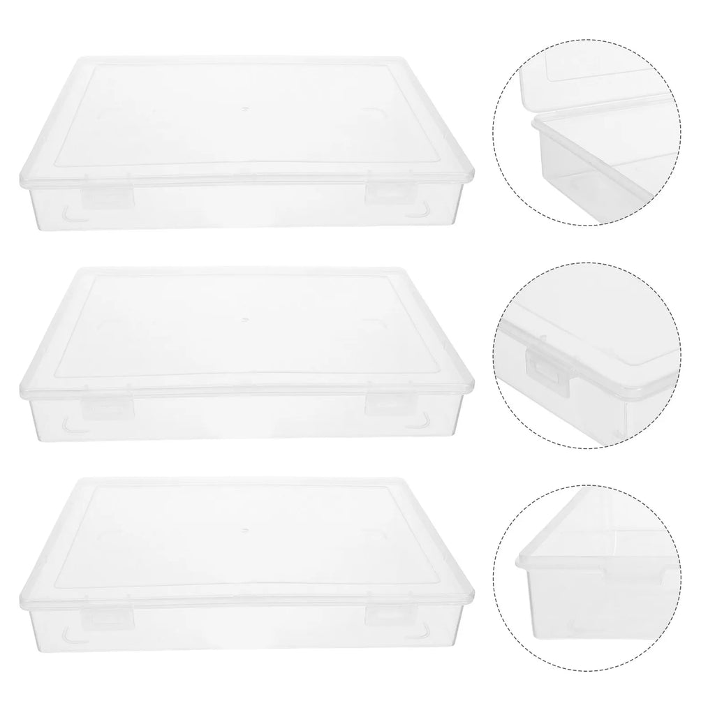 3Pcs Clear Stackable A4 File Box 12.6x9 Inch Transparent Plastic Document Organizer for Desktop Office School Home Paper