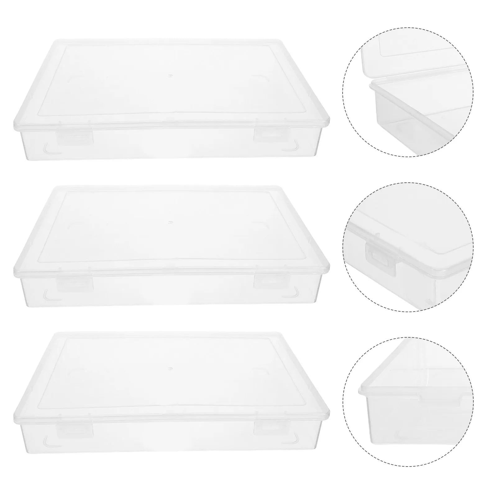 3Pcs Clear Stackable A4 File Box 12.6x9 Inch Transparent Plastic Document Organizer for Desktop Office School Home Paper