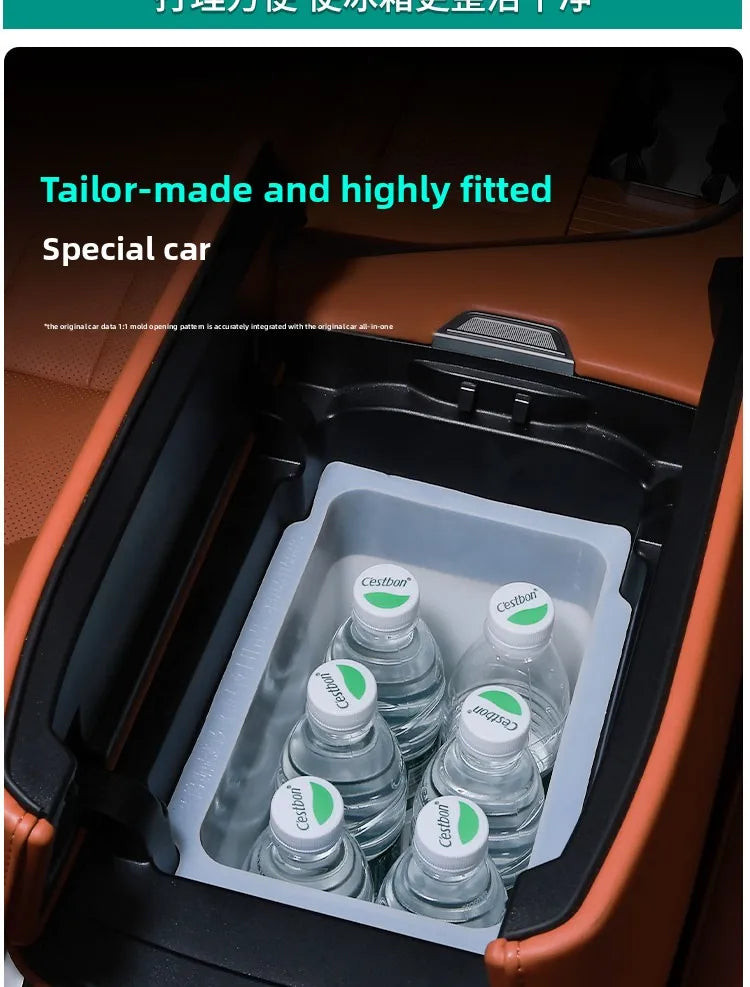 For GWM Wey 07 Car Central Control Armrest Box Refrigerator Silicone Pad Partition Storage Water Cup Holder Non-Slip Organizer