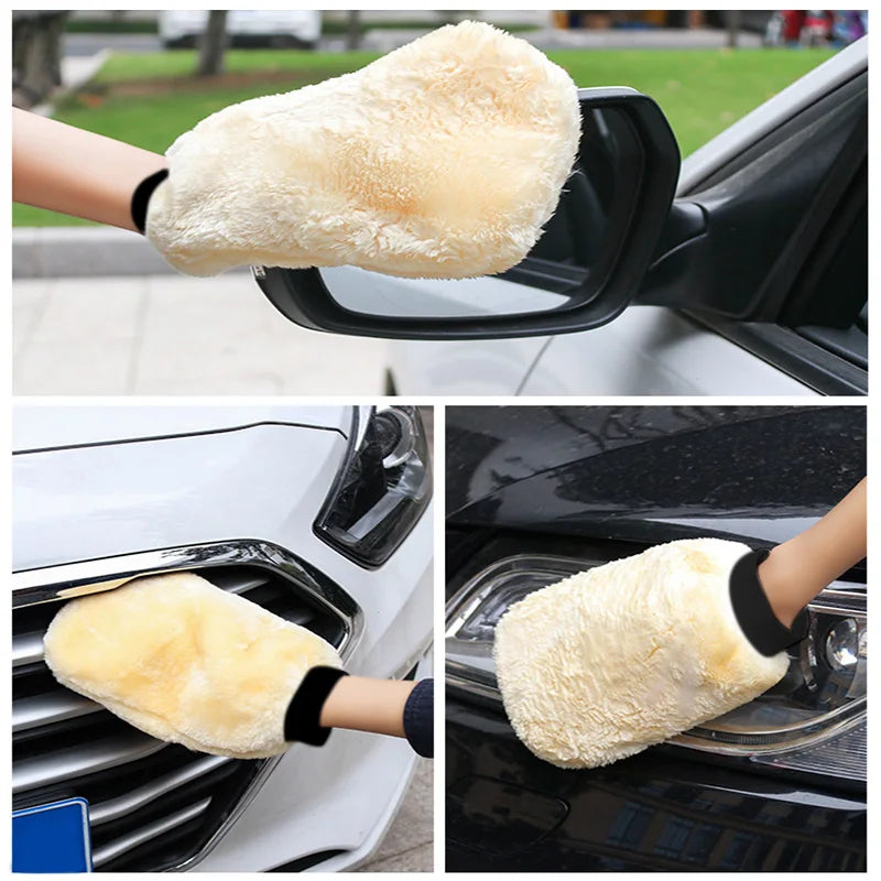 Waterproof Car Wash Microfiber Gloves Soft Thickened Wool Plush Car Cleaning Mitt Double-faced Glove Car Wash Supplies