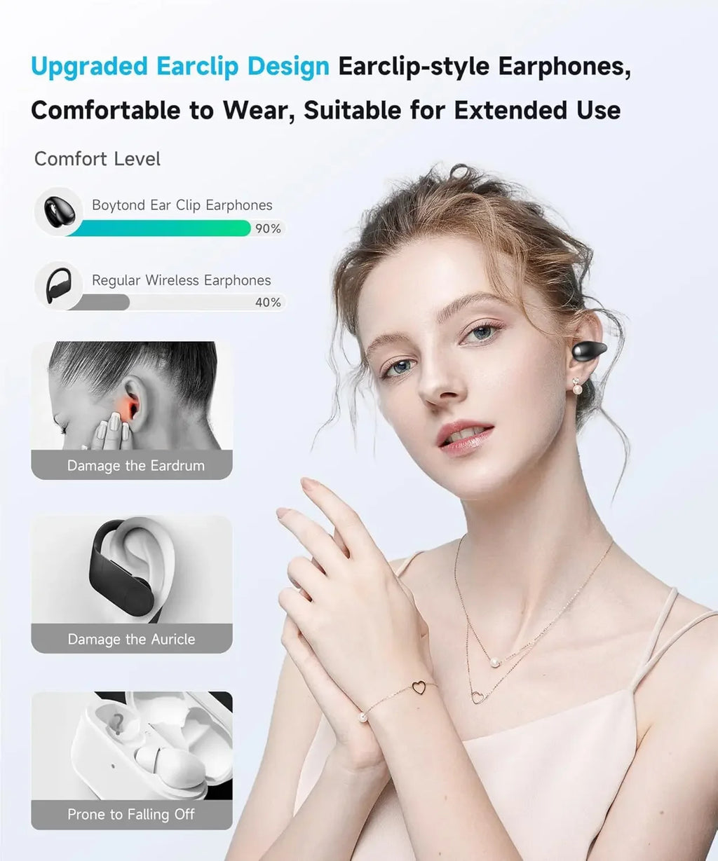 Bluetooth earphones are painless to wear without entering the ear, with intelligent digital display, large capacity, and long-la