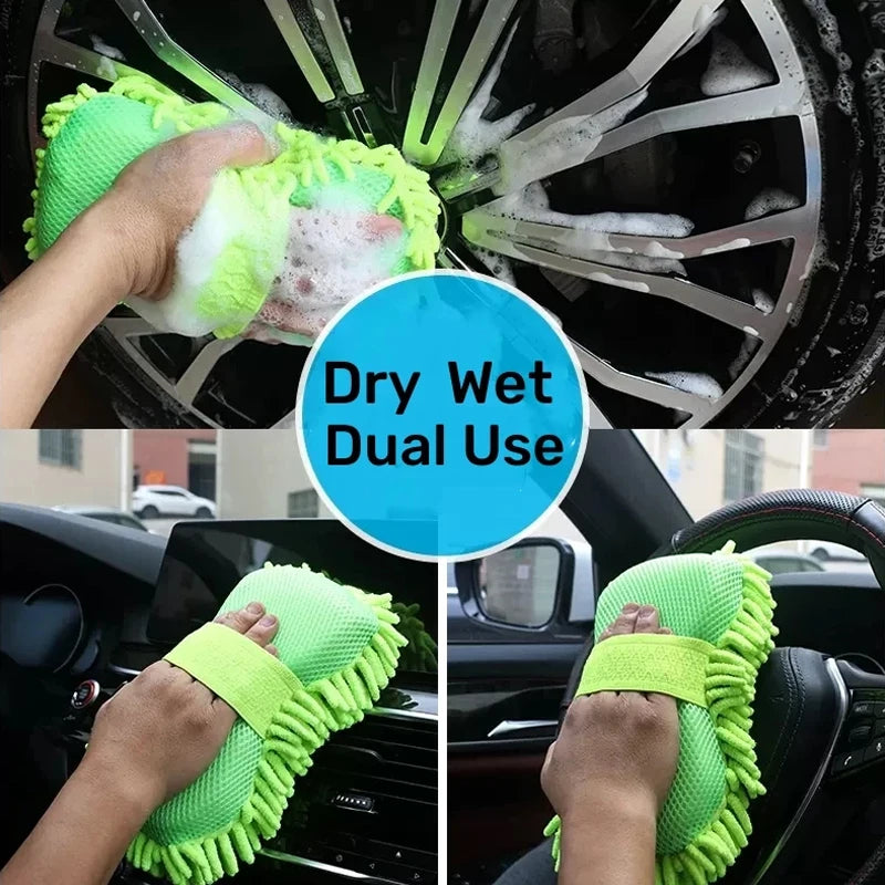 Microfiber Car Washer Sponge Cleaning Car Care Detailing Brushes Washing Towel Auto Gloves Styling Accessories