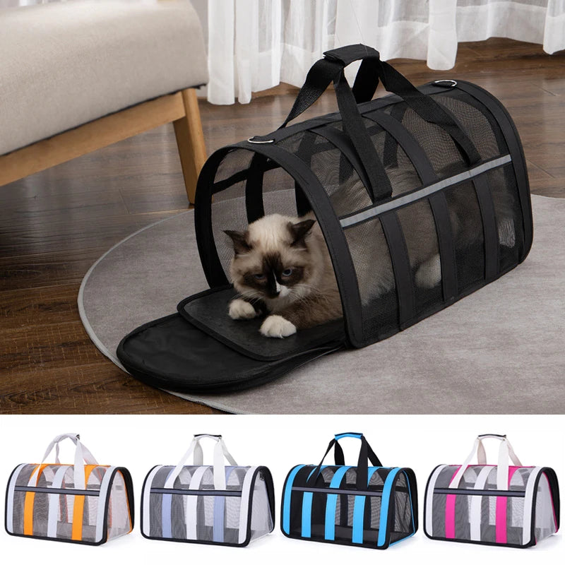 Pet Carrying Bag Outing Portable Cat Dogs Handbag Foldable Small to Medium Dog Cage Mesh Handbag