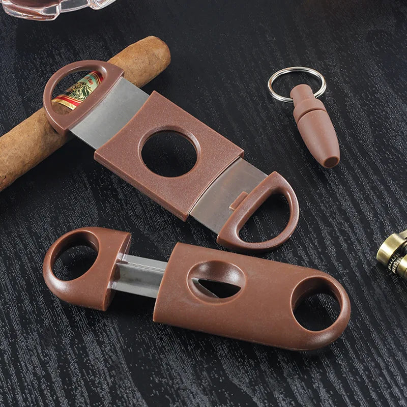 Cigar Cutter Cigar Set Pocket V-Cut Sharp Cigar Scissors Guillotine Portable Travel Cigar Cutting Round Punch Accessories