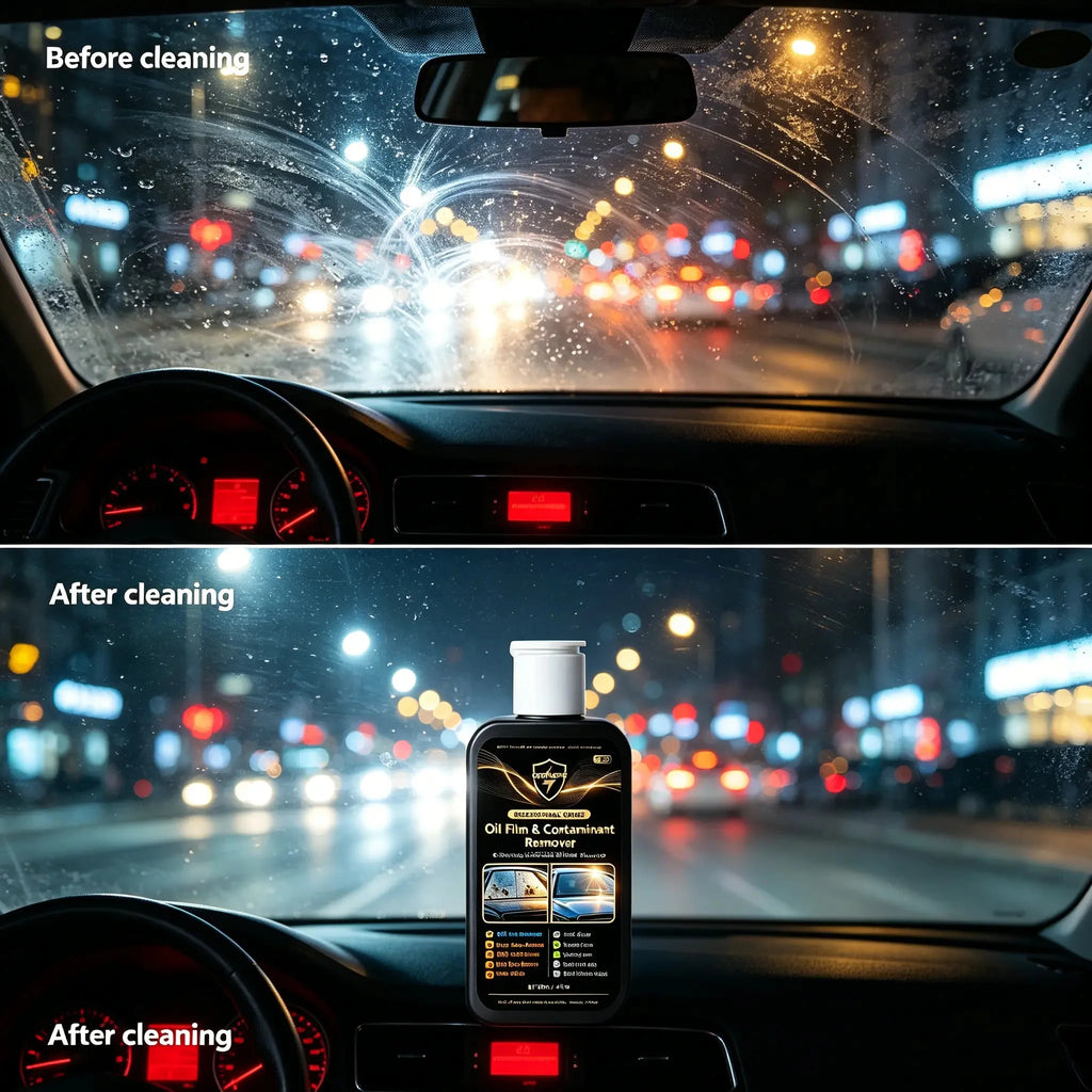 Powerful Oil Film Remover for Car Windshield – QIFENGHE 120ml Bug & Tree Sap Cleaner – Removes Bird Droppings, Insect Stains, Ro