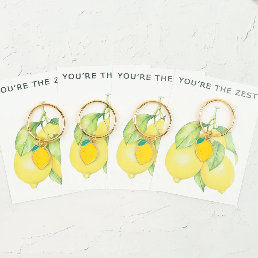 7 Chic Lemon Keychains, Including Positive Lemon Cards, Are Perfect for Back-To-School, Birthdays, Parties, Unique Friendship Keepsakes, Charming Summer Lemon Decorations, and as Inspirational Gifts for the Family.