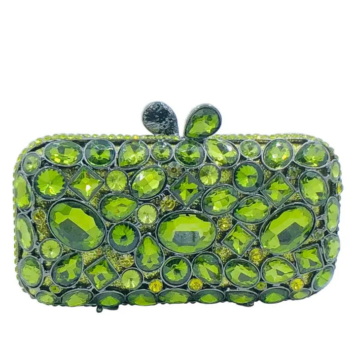 Boutique De FGG Turquoise Synthetic Agate Stone Evening Bags and Clutches for Women Formal Party Bags Party Rhinestone Handbags
