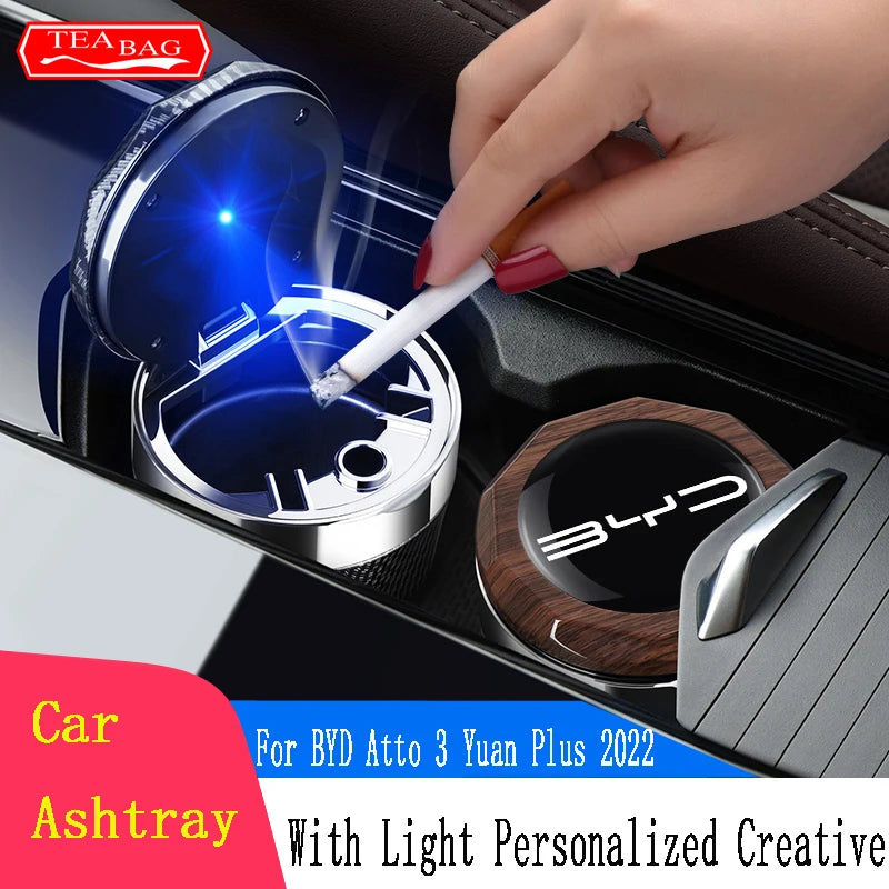 Car Ashtray For BYD Atto 3 Song Tang Led Cars Cup Holder Accessories Auto Ashtray Cigarette Holder Box Interior Auto Accessories