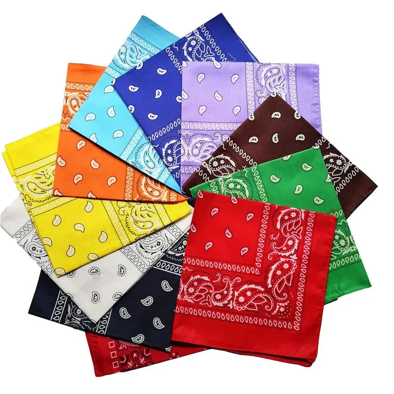 1/2PCS Fashion Hip Hop 100% Cotton Bandana Square Scarf 55cm*55cm Black Red Paisley Headband Printed For Women/Men/Boys/Girls