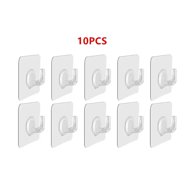 5-40pcs Transparent Plastic Duty Wall Hook for Kitchen Bathroom Office Storage No Trace No Scratch Waterproof Adhesive Hooks