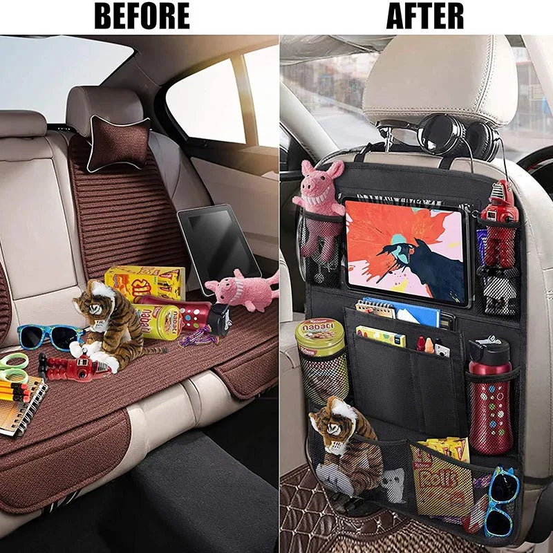 Multi-functional Car Seat Back Pocket Storage Bag with Tablet Holder Travel Protector Car Seat Organizer for Kids Travel