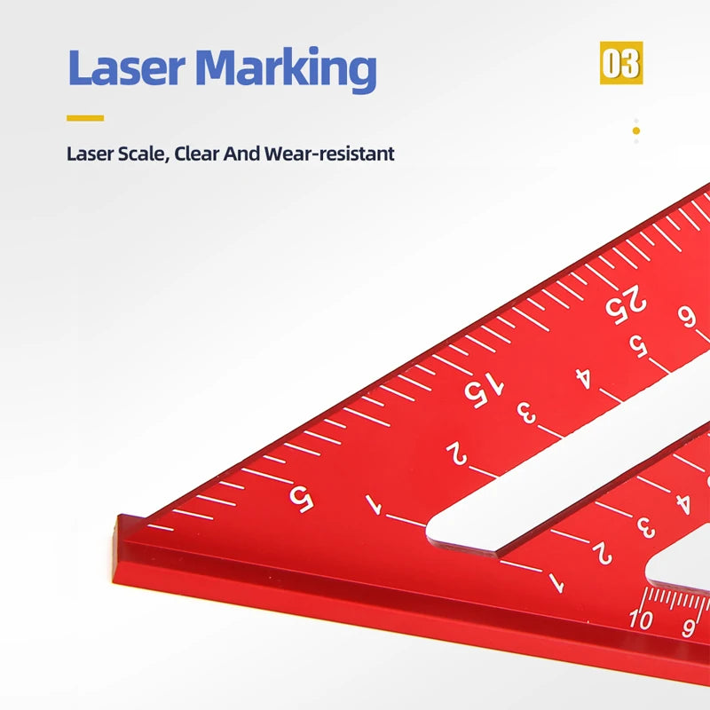 Angle Ruler 12 Inch Metric Imperial Aluminum Alloy Triangular Measuring Ruler Woodwork Triangle Angle Protractor Scriber