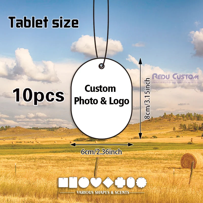 10 Customizable Photo Car Air Fresheners, Personalized Creative Decorative Fragrance Sheets, Support Customization of Company Logos, Photos of Family, Friends, and Pets