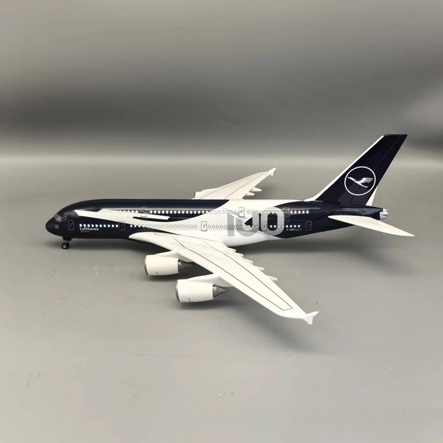 New 45cm Lufthansa A380 100 Years Collectible 1/160 Large Scale Resin Airplane Model Toy Kit for Collections Displays or Gift