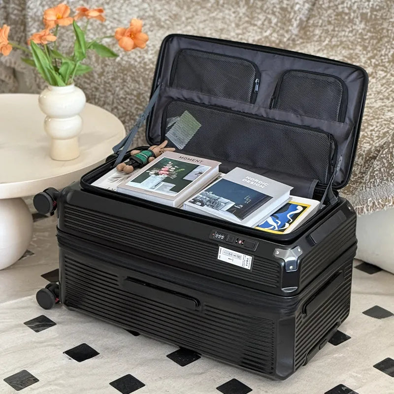 Expandable Large Size Travel Suitcase 32/34 inch Side Opening Large Deep Compartment Five-Wheel Luggage Thickened valise voyage