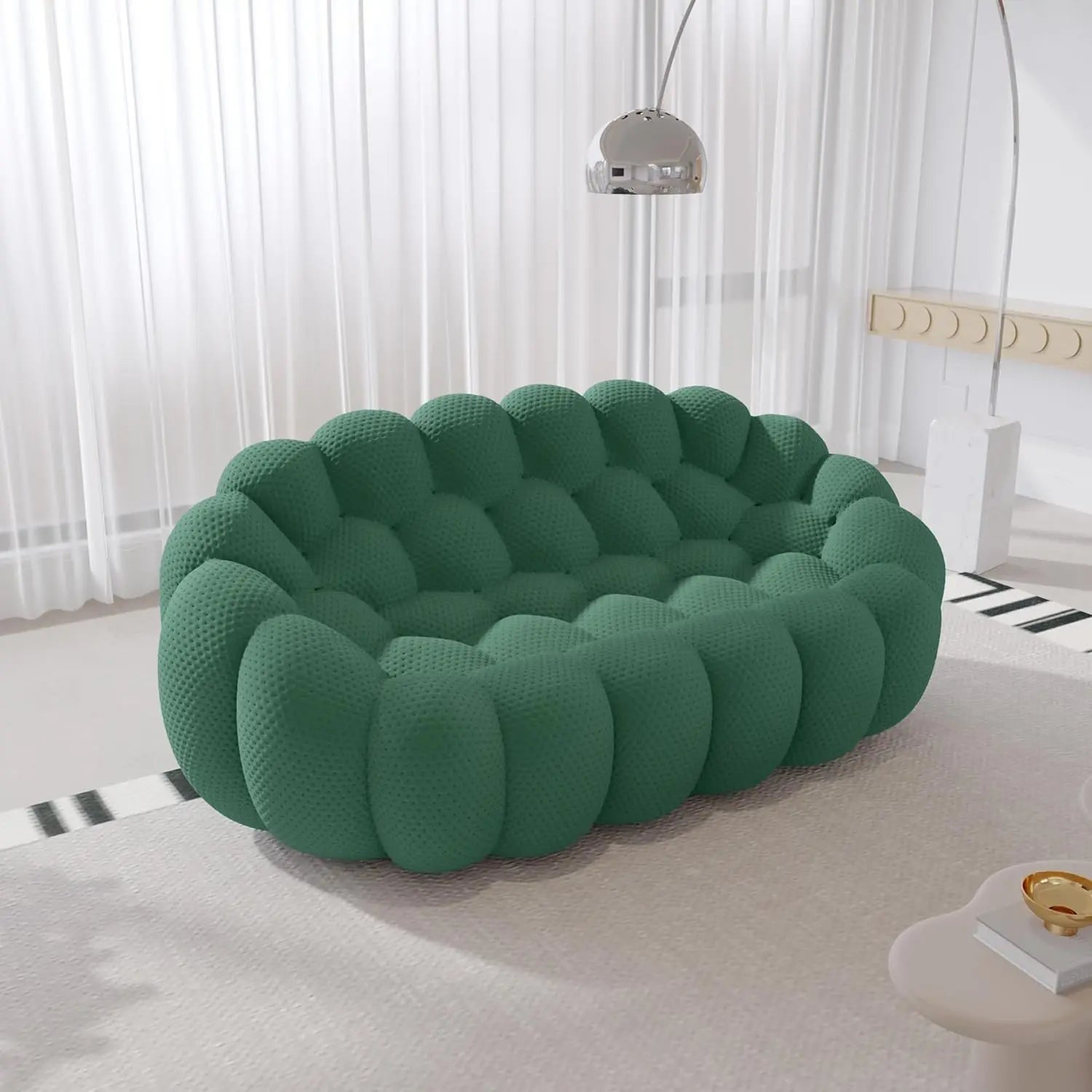 Bubble Couch, 78.74'' Curved Loveseat Couch, Memory Foam Bubble Sofa Round Lazy Floor Sofa, 3D Honeycomb Shape Curved, Custom