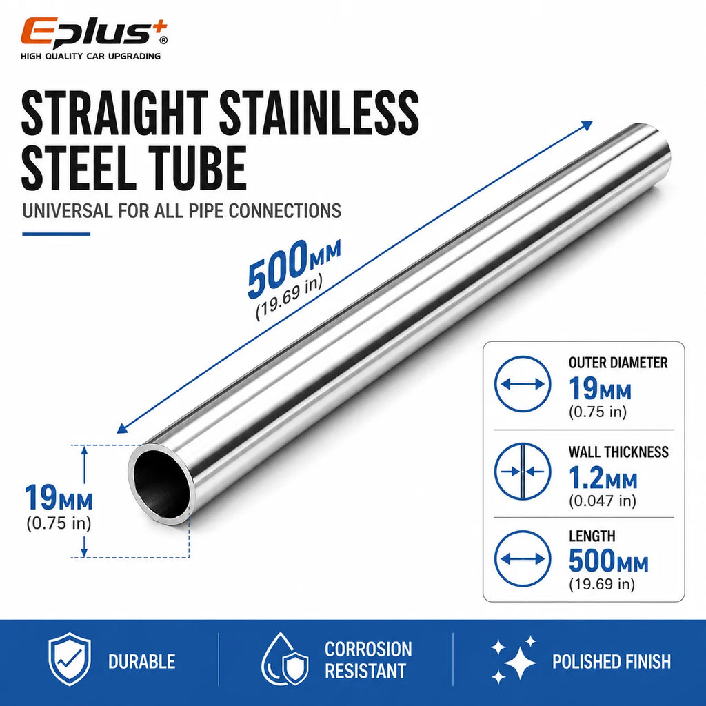 500mm Length 304 Stainless Steel Straight Pipe 1.2mm Thick Universal Round Tube OD 19-89mm for Connections metal tube Adapter