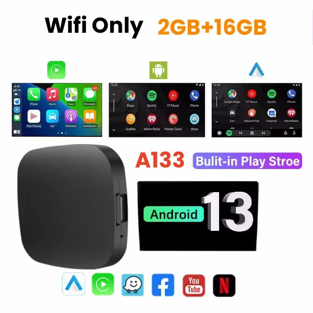 Carplay AI Box Android 13 Wireless Android Auto For Youtube Netflix Toyota Mazda Hyundai Haval GMC Ford MG VW Kia