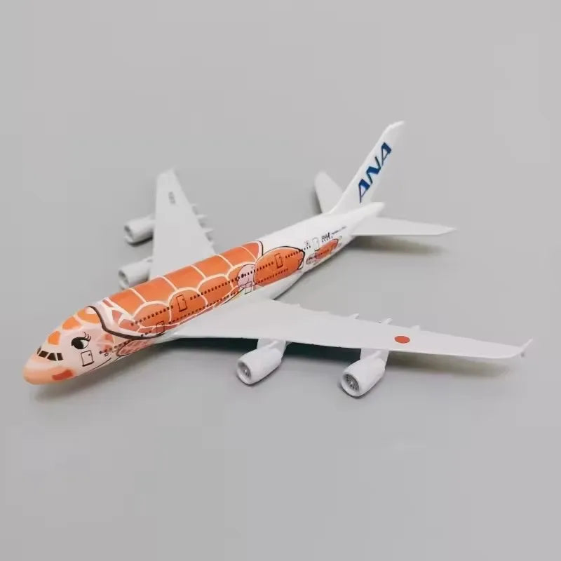 Alloy Aircraft Japan ANA Airlines A380 Model Orange/Green/Blue Sea Turtle 1/400 Scale 16CM Miniature Airplane With Plane Stand