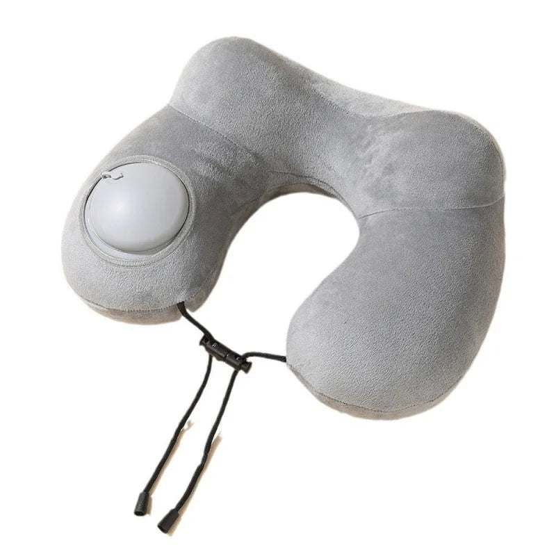 1pc Press And Inflate Portable Neck Pillow, Detachable For Cleaning, Suitable For Outdoor Travel, Business Travel, And Camping