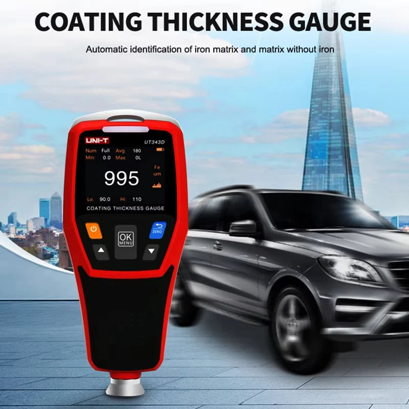 UNI-T Coating Thickness Gauge UT343E 0-2000µm Car Film Paint Thickness Tester TFT Screen Display With Bluetooth  UT343A UT343D
