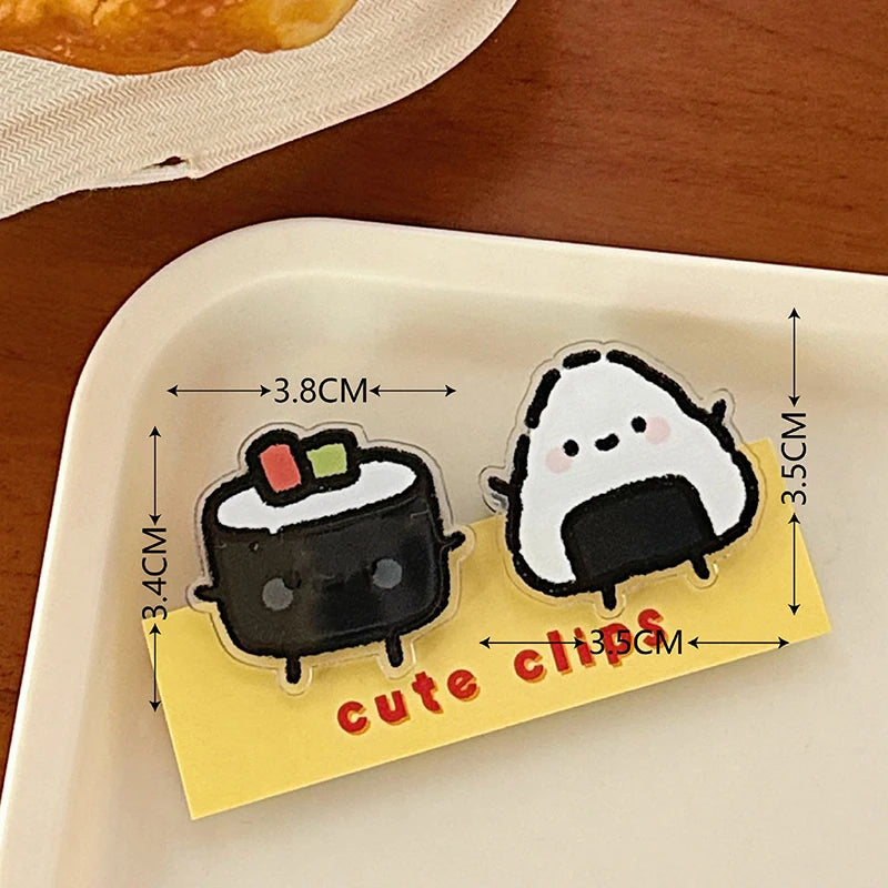 1Pair Cute INS Animated Fruit Sealing Clip Note Clip Cartoon Decoration Gift Acrylic Clip Office Accessories