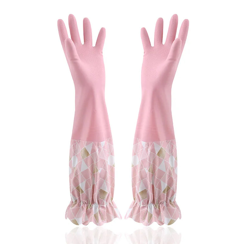 Household Cleaning Gloves Latex Rubber Reusable Kitchen Dishwashing Gloves Waterproof Non-Slip for Laundry Work Garden Pet Care