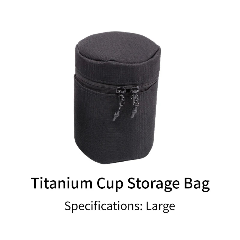 Titanium Cup Storage Bag, Available in Large and Small Sizes, Durable, for Outdoor Camping and Hiking, Black Storage Bag for Cup