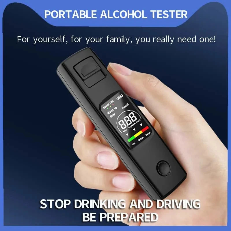 Portable Alcohol Tester Professional High Sensitivity Breathalyzer Alcohol Test Digital Breath Alcohol Tester Type-C Charging