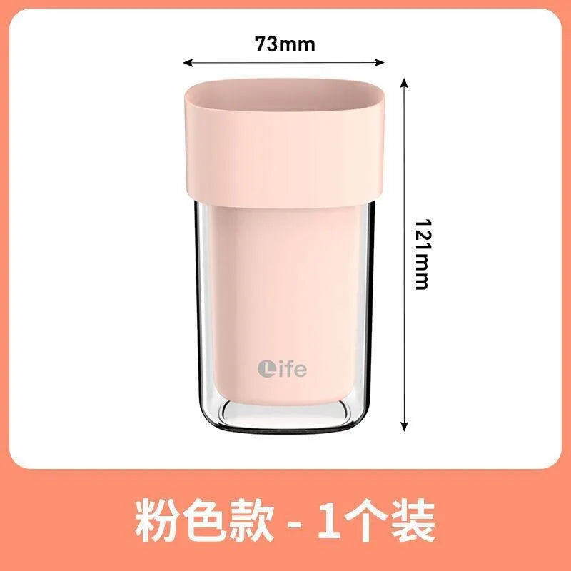 Double Layered Simple Mouthwash Cup Household Toothbrush Cup Couple Travel Toothbrush Storage Box Wash and Rinse Portable Set