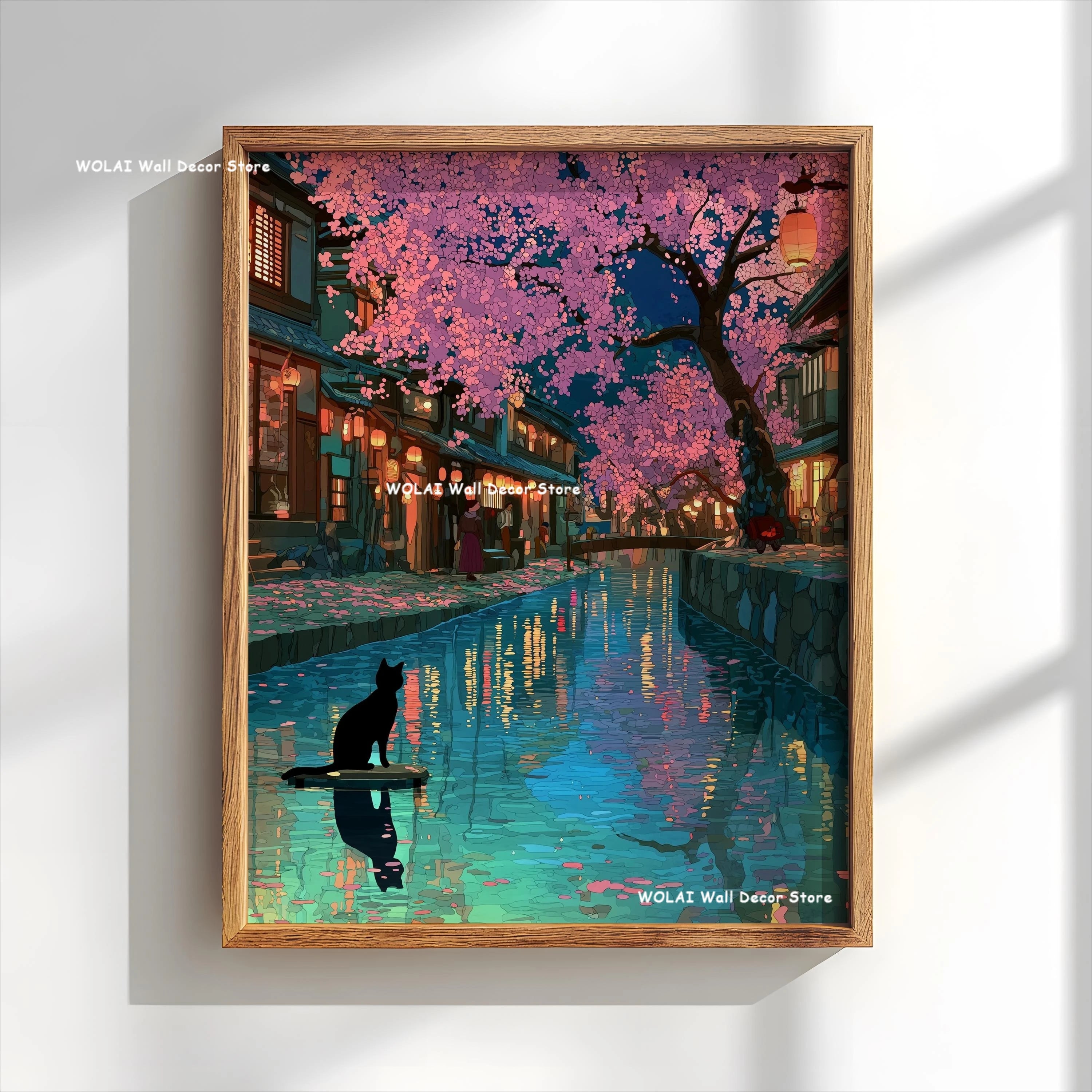 Anime Cafe Shop and Bicycle Canvas Poster Ghibli Work Anime Style Street Cafe Scene Wall Art Printing for Living Room Home Decor