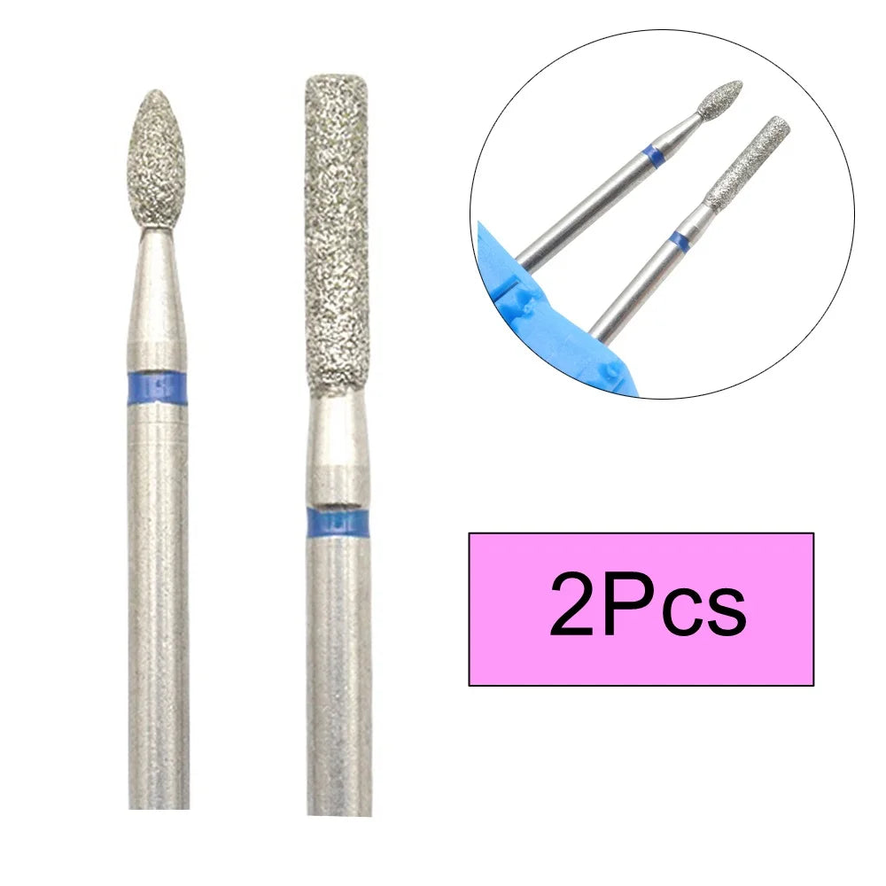 2pcs Nail Drill Bits, Best Diamond Burrs Grinding Bits For Gel Nail Polish Manicure Nails Art Tool Carving Polishing