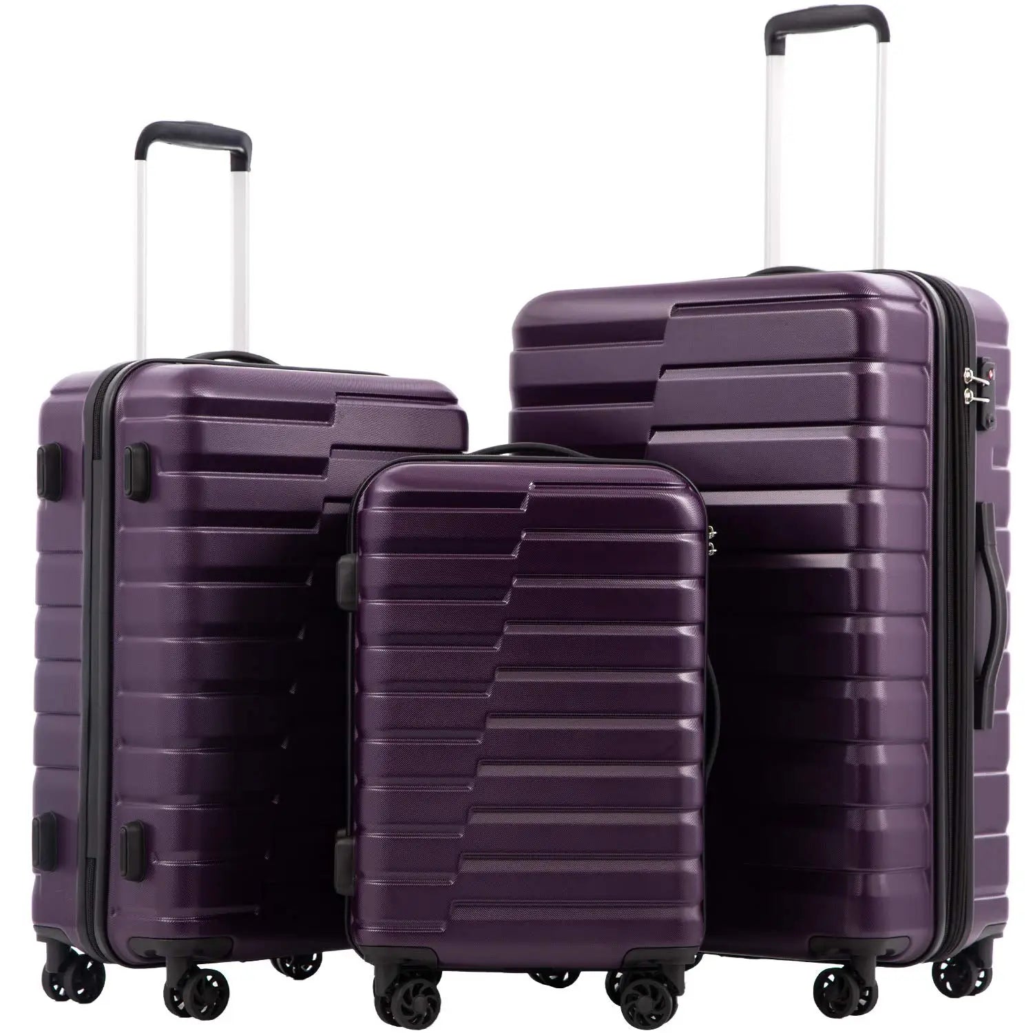 3 Piece Lightweight Expandable Hard Shell Luggage Set Large Checked Suitcase Spinner Wheels, Customized