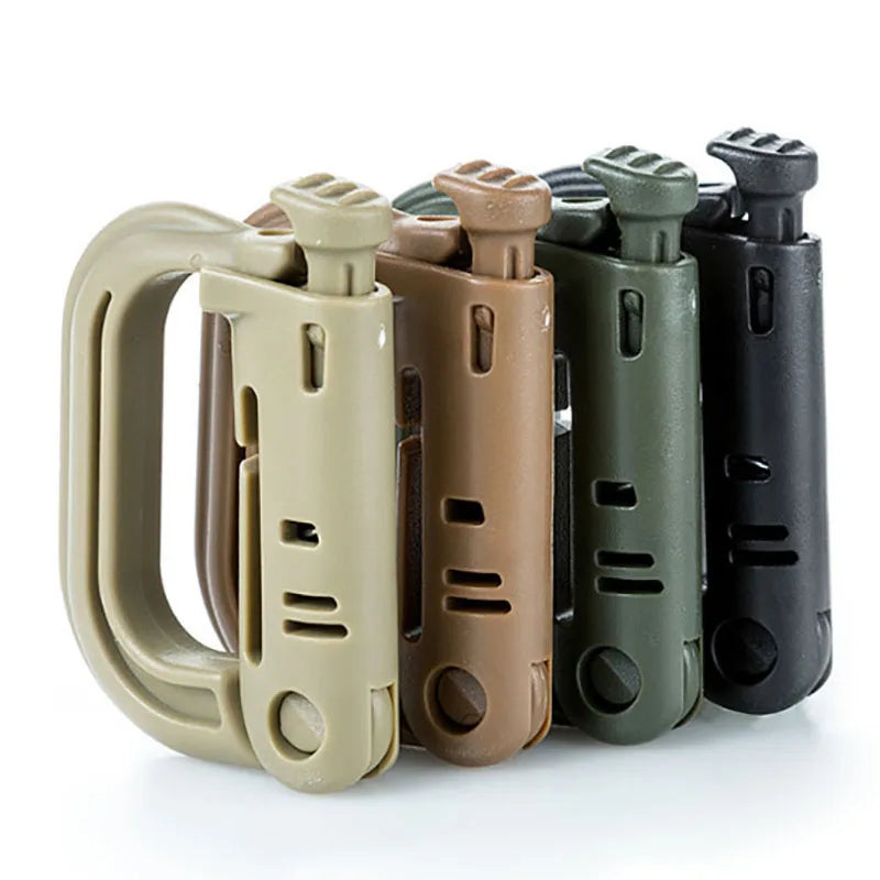Tactical D Locking Ring Buckle Outdoor MOLLE Carabiner Plastic Clip Snap Type Tactical Vest Bag Connection Point Fastener