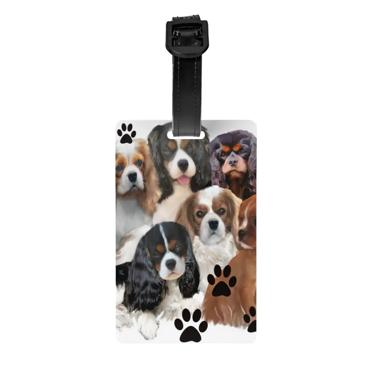 Custom Cavalier King Charles Spaniel Pet Portraits Art Luggage Tag Dog Suitcase Baggage Privacy Cover ID Label