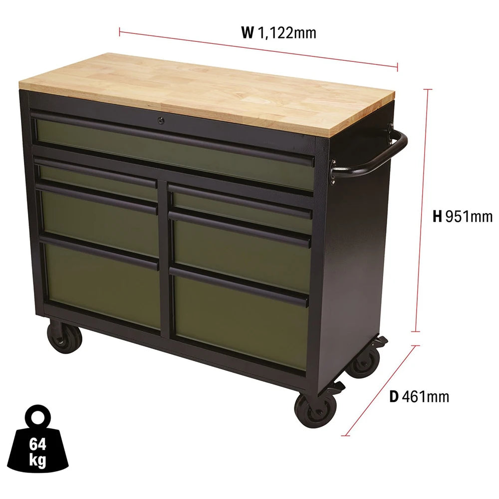 41-Inch 7-Drawer Stainless Steel Rolling Workbench Large Tool For Garage Workshop Use