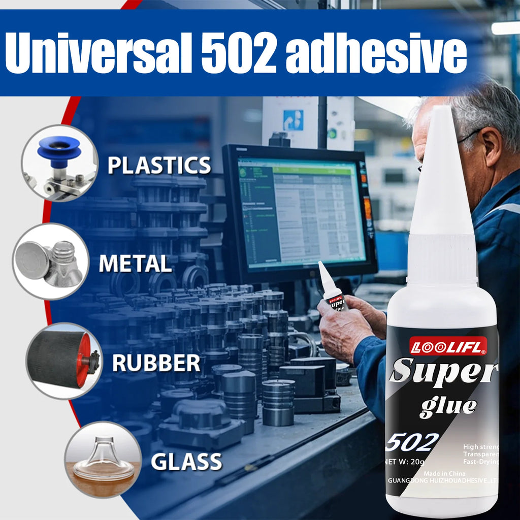 Loolifl, Best-Selling 1-25Pcs 502 Super Glue, Quick-Drying Cyanoacrylate Adhesive for Glass, Leather, Rubber, Wood, Metal, Strong Industrial Strength Glue