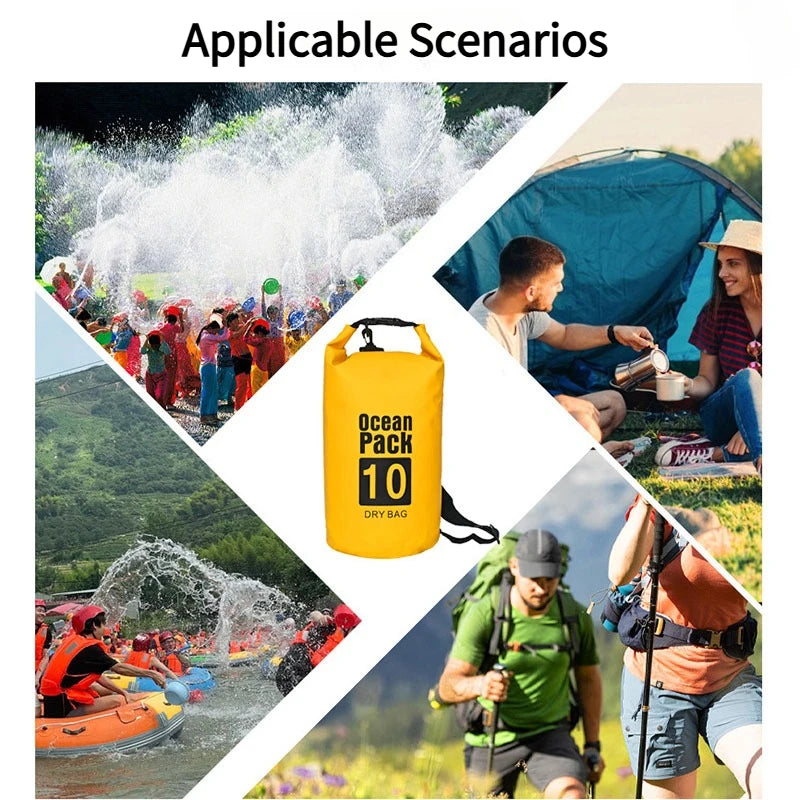 500D PVC Waterproof Dry Bag Sling Backpack Roll Top Storage Sack for Kayaking Rafting Hiking Fishing Boating Outdoor Gear