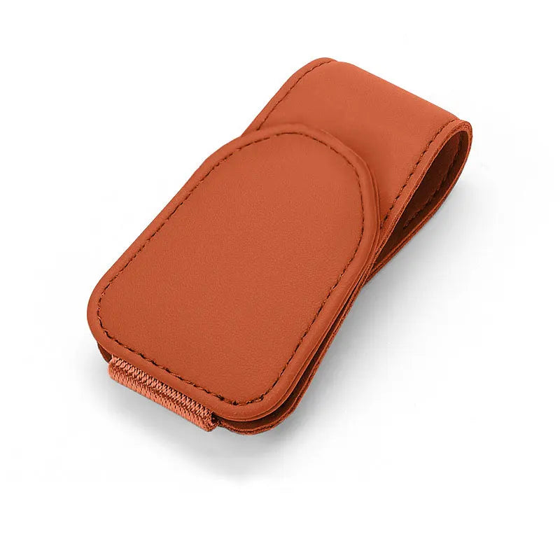 Glasses Holder Clip for Car Auto Sun Visor Eyeglass Universal Eyeglass Hanger Clip PU Leather Magnetic Multi-Function Storage