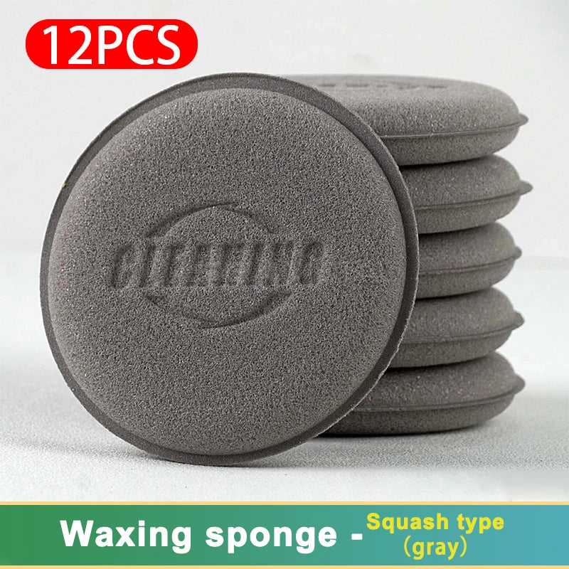 SEAMETAL 12pcs Car Foam Waxing Polish Sponge Round High Density Wax Cleaning Pads Polishing Sponges for Car Detailing Care Tools