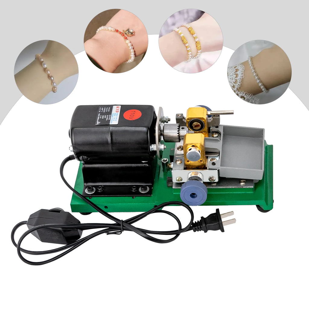 Green, Jewelry Hole Punch, Variable Speed Depth Adjust, Pearl Drilling Machine 280W 110V, for Jewelry Bead Drilling, Suitable Jewelry Diameter 0.2-1.38inch, Aluminum Body