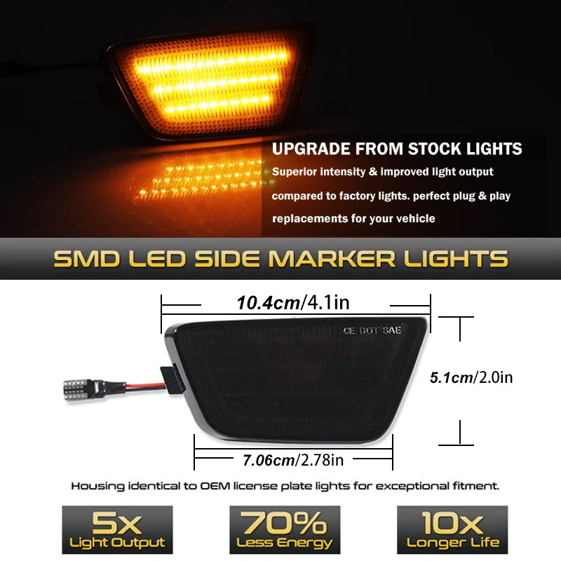 2Pcs Front White LED Strip Marker Light Parking Lamp For Chevrolet Cruze 2011 2012 2013 2014 2015 Smoked LED Side Marker Light