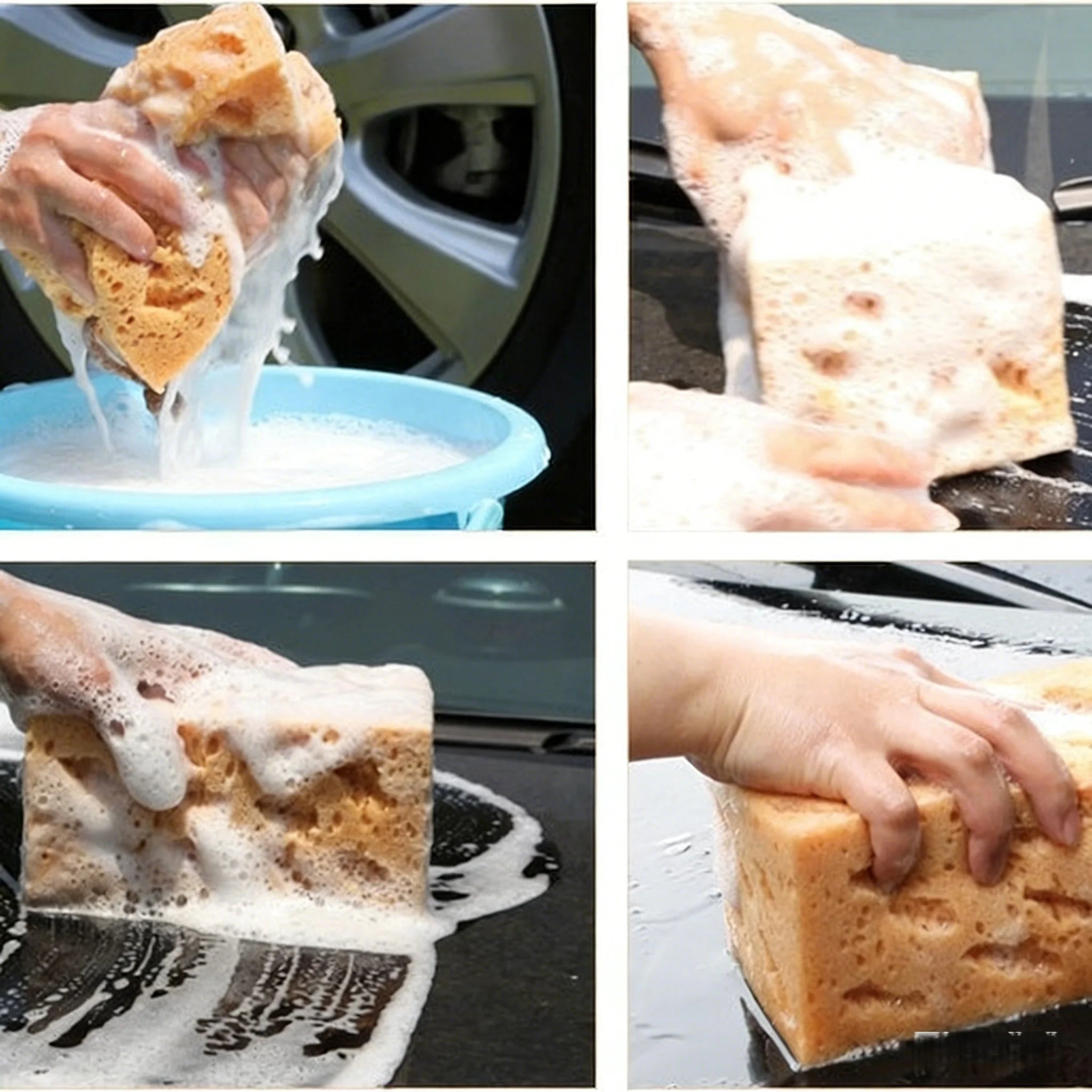 Medium Size Car Wash Sponge Coral Honeycomb Foam Non Scratch Auto Cleaning Sponge High Absorbency For Car Exterior Detailing