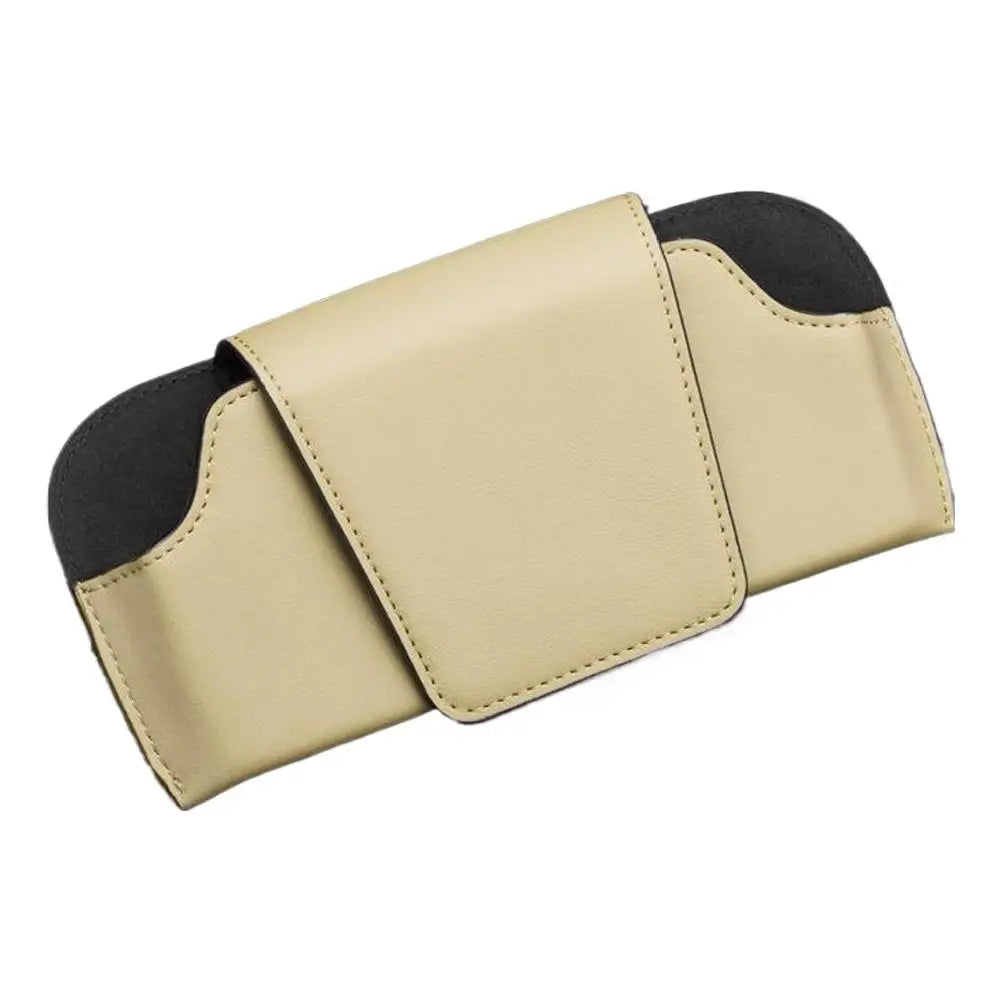 Sunglass Holder for Car Visor, Car Sunglasses Holder PU Leather Eyeglasses Holder Glasses Protective Storage Case Accessories