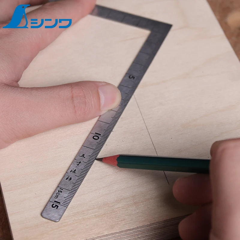 SHINWA 12101/12103/10424 High-Precision Mini Right Angle Gauge 90° Polished Double-Sided Scale