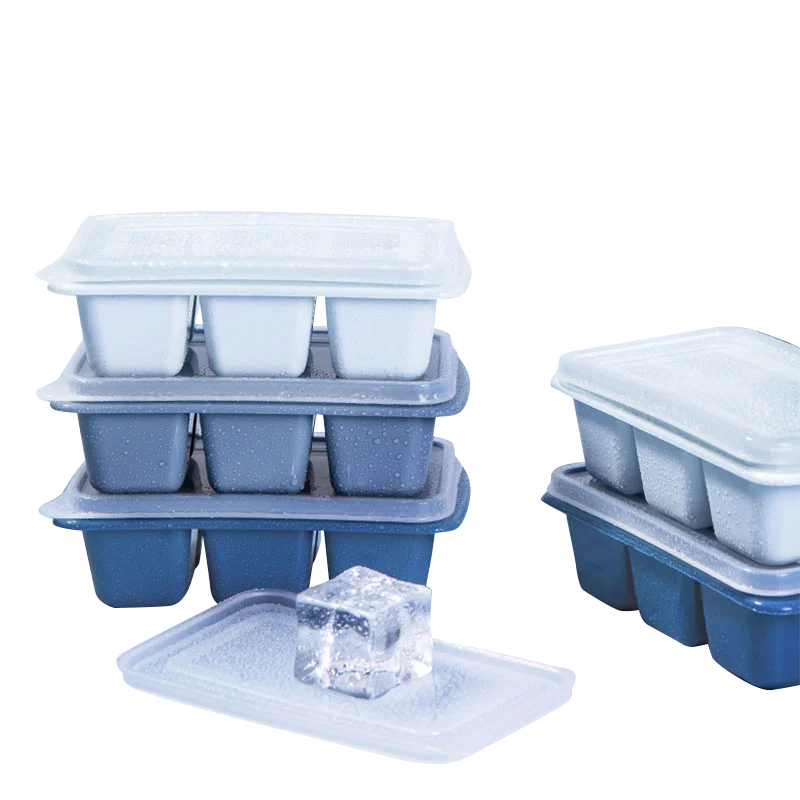 Reusable 6 Grid Ice Cube Maker Mold With Lid Silicone Ice Cube Square Tray Mold for Ice Cream Chocolate