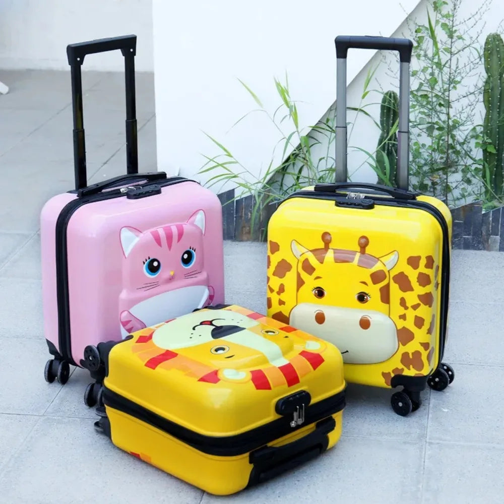 ABS Material Rotating Cartoon Children's Suitcase 18-inch Universal Wheel Suitcase Cute Animal 3D Stereo Student Suitcase